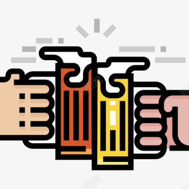 干杯14号啤酒节线性颜色图标图标