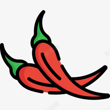 辣椒水果蔬菜7线颜色图标图标