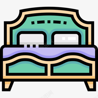 线性装饰床复古装饰6线性颜色图标图标
