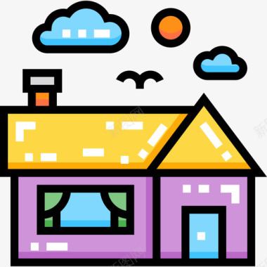 简约房子房子在村里4号线颜色图标图标