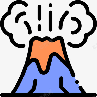 火山火山地理位置18线性颜色图标图标