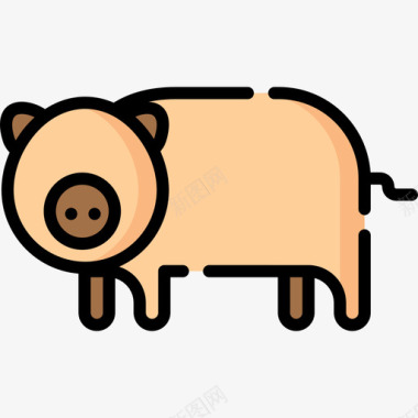 猪养殖7头线色图标图标