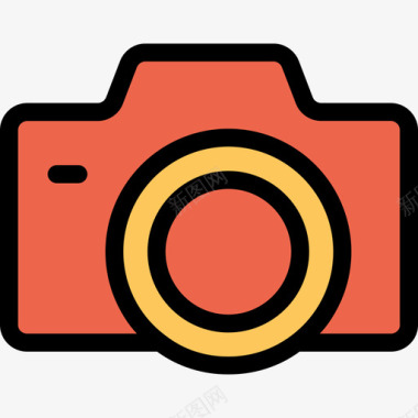摄影相机野营63线性颜色橙色图标图标