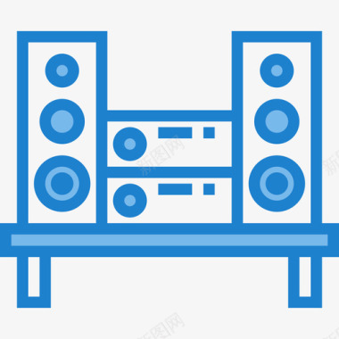 反光扬声器扬声器家用设备5蓝色图标图标