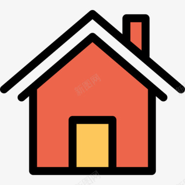 房屋建筑和工具6线颜色橙色图标图标