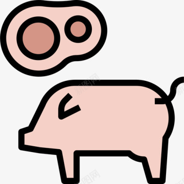 猪肉健康7原色图标图标