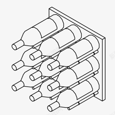 老树葡萄酒葡萄酒储藏瓶子陈列图标图标