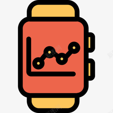 橙色皂角智能手表分析和图表线性橙色图标图标