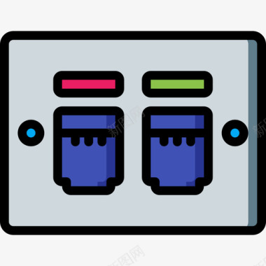 以太网联网2线性彩色图标图标