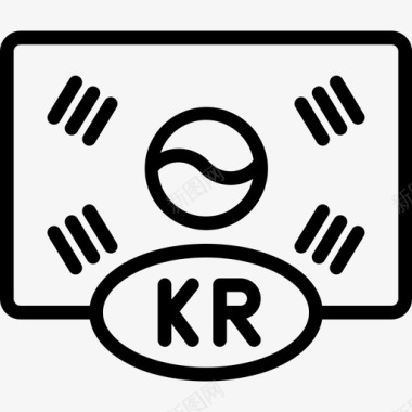 韩国韩国14旗直线图标图标