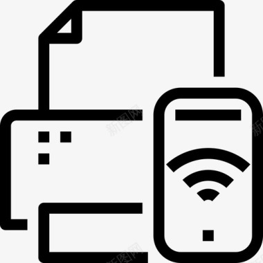 请帖打印打印机设备和技术2线性图标图标