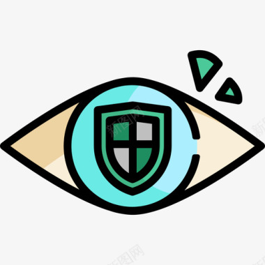 眼睛标志眼睛网络安全17线性颜色图标图标