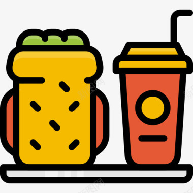 餐饮标志餐饮餐厅元素7线性颜色图标图标