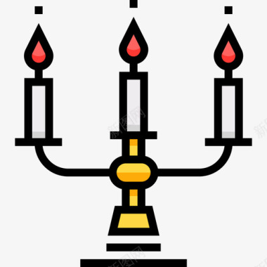 拜佛烛台烛台复古装饰6线性颜色图标图标