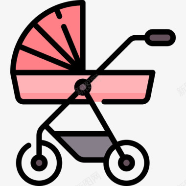 婴儿车孕妇2线性颜色图标图标