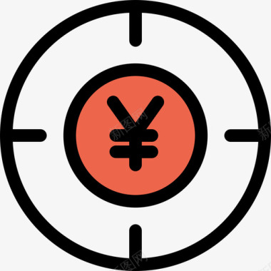 日元银行和金融22直线颜色橙色图标图标