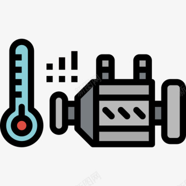 汽车发动机发动机汽车部件2线性颜色图标图标