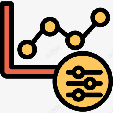 橙色的墨迹折线图分析和图表线颜色橙色图标图标