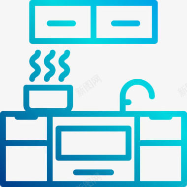 厨房一套家具厨房家具28线性坡度图标图标