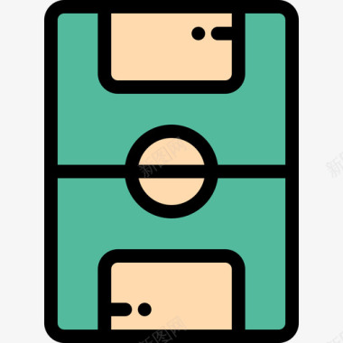 足球场城市元素15线条色彩图标图标