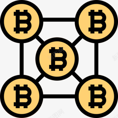 区块链区块链比特币18线性颜色图标图标