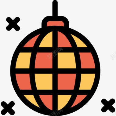 镜子球庆祝和聚会直线颜色橙色图标图标