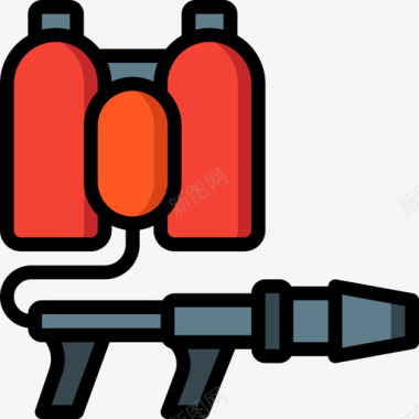 火焰喷射器战争2线性颜色图标图标