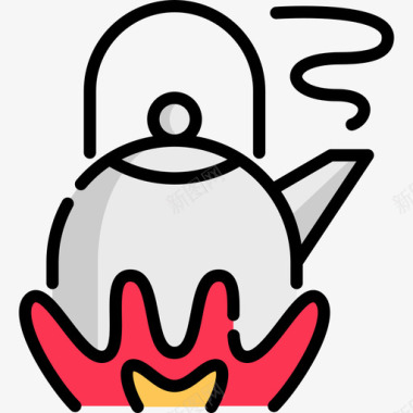 夏令营总动员水壶夏令营3线性颜色图标图标