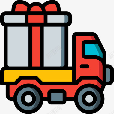 物流快递车送货车物流16线性颜色图标图标