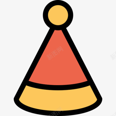 派对帽庆祝和派对直线颜色橙色图标图标