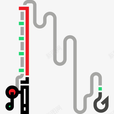 钓鱼发烧友钓鱼竿野餐25线性颜色图标图标