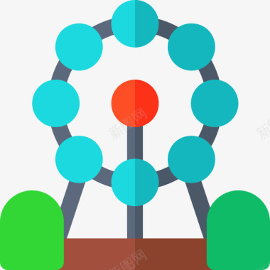 游乐器材游乐场18号摩天轮平面图标图标