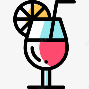 鸡尾酒会21世纪夏季派对色彩省略图标图标