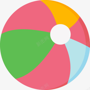 沙滩沙雕沙滩球夏季34平坦图标图标