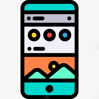 短信手机icon智能手机思维30线性颜色图标图标