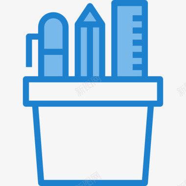 铅笔盒办公工具5蓝色图标图标