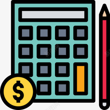 计算器图标免抠PNG计算器金融75线颜色图标图标