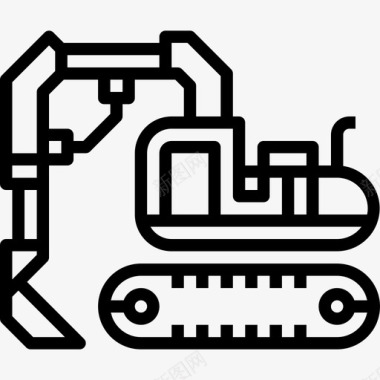 挖掘机施工车直线式图标图标