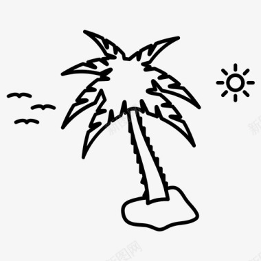 海滩沙滩树图标图标