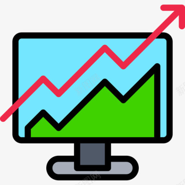 电脑机箱图标利润数字营销71线性色彩图标图标