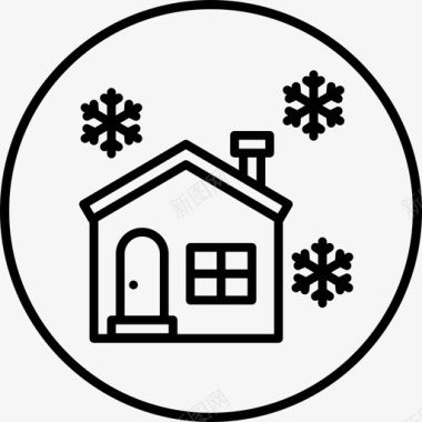 房子圣诞节雪图标图标