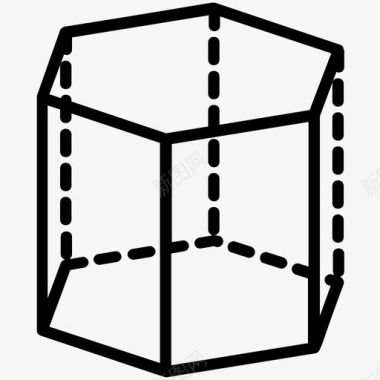 六角形棱柱二维二维形状图标图标