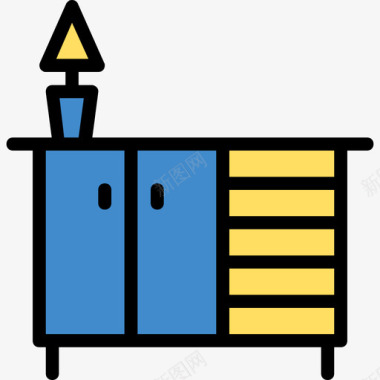 梳妆台家具和家居18线性颜色图标图标
