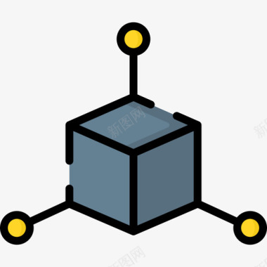 立方体构成立方体虚拟现实32线性颜色图标图标