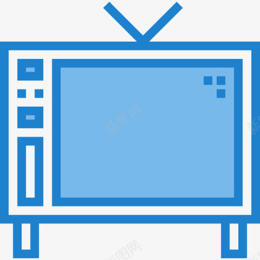 蓝色电视电视家用设备5蓝色图标图标