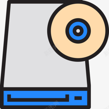 硬件光盘计算机硬件线性彩色图标图标
