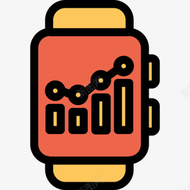 橙色水墨智能手表分析和图表线性橙色图标图标