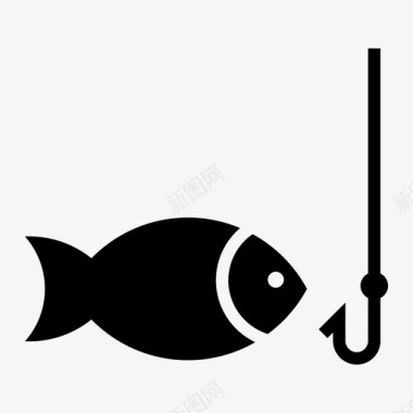 鱼钓鱼鱼钩图标图标