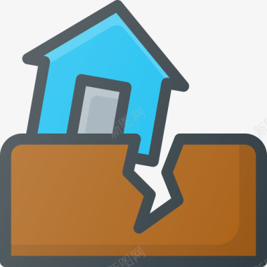 地震灾难3线性颜色图标图标