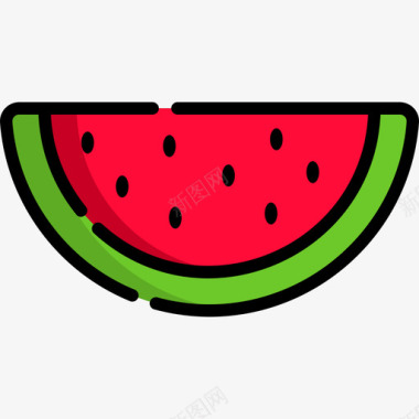 夏日饮料西瓜食品和饮料10线颜色图标图标